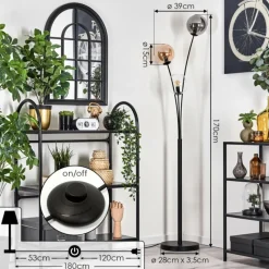 hofstein Lampadaire - Verre 15 cm Gastor Ambre, Clair, Fumé, 3 lumières