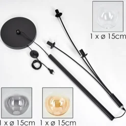 hofstein Lampadaire - Verre 15 cm Gastor Ambre, Clair, Fumé, 3 lumières