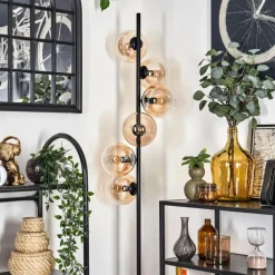 hofstein Lampadaire - Verre 15 cm Gastor Ambre, Clair, 6 lumières