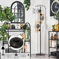 hofstein Lampadaire - Verre 15 cm Gastor Ambre, Clair, Fumé, 6 lumières