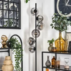 hofstein Lampadaire - Verre 15 cm Gastor Clair, Fumé, 6 lumières