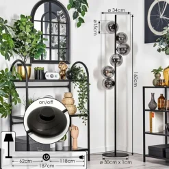 hofstein Lampadaire - Verre 15 cm Gastor Fumé, 6 lumières