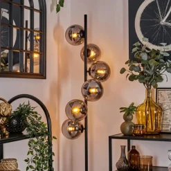 hofstein Lampadaire - Verre 15 cm Gastor Fumé, 6 lumières