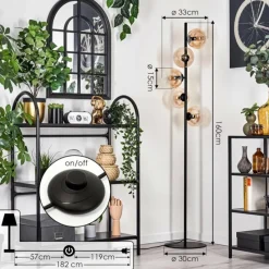 hofstein Lampadaire - Verre 15 cm Gastor Ambre, Clair, 5 lumières