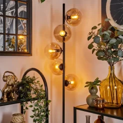 hofstein Lampadaire - Verre 15 cm Gastor Ambre, Clair, 5 lumières