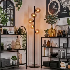 hofstein Lampadaire - Verre 15 cm Gastor Ambre, 5 lumières