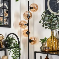 hofstein Lampadaire - Verre 15 cm Gastor Ambre, 5 lumières