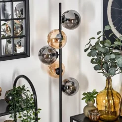 hofstein Lampadaire - Verre 15 cm Gastor Ambre, Fumé, 5 lumières