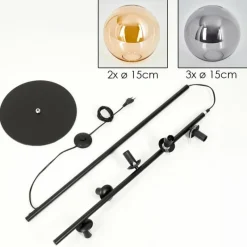 hofstein Lampadaire - Verre 15 cm Gastor Ambre, Fumé, 5 lumières