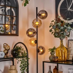 hofstein Lampadaire - Verre 15 cm Gastor Ambre, Fumé, 5 lumières