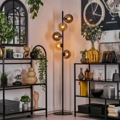 hofstein Lampadaire - Verre 15 cm Gastor Ambre, Fumé, 5 lumières