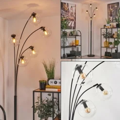 hofstein Lampadaire - Verre 15 cm Gastor Clair, 5 lumières