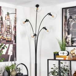 hofstein Lampadaire - Verre 15 cm Gastor Clair, 5 lumières