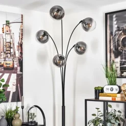 hofstein Lampadaire - Verre 15 cm Gastor Clair, Fumé, 5 lumières