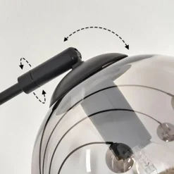 hofstein Lampadaire - Verre 15 cm Gastor Fumé, 5 lumières