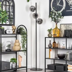 hofstein Lampadaire - Verre 15 cm Gastor Fumé, 3 lumières