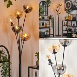 hofstein Lampadaire - Verre 15 cm Gastor Ambre, Clair, Fumé, 5 lumières