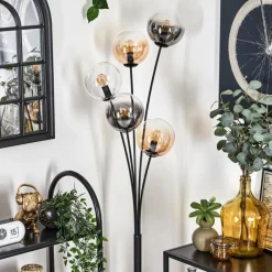 hofstein Lampadaire - Verre 15 cm Gastor Ambre, Clair, Fumé, 5 lumières