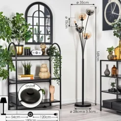 hofstein Lampadaire - Verre 15 cm Gastor Ambre, Clair, Fumé, 5 lumières