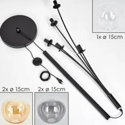 hofstein Lampadaire - Verre 15 cm Gastor Ambre, Clair, Fumé, 5 lumières