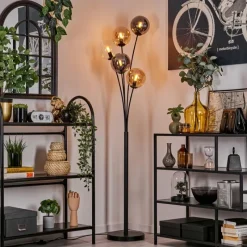 Suspension Verre Fumé-hofstein Lampadaire - Verre 15 cm Gastor Ambre, Clair, Fumé, 5 lumières