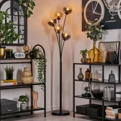 hofstein Lampadaire - Verre 15 cm Gastor Ambre, Clair, Fumé, 5 lumières