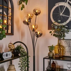 hofstein Lampadaire - Verre 15 cm Gastor Ambre, Clair, Fumé, 5 lumières