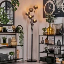 hofstein Lampadaire - Verre 15 cm Gastor Clair, Fumé, 5 lumières