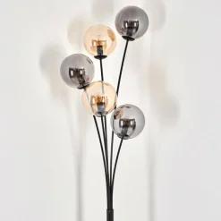 hofstein Lampadaire - Verre 15 cm Gastor Ambre, Fumé, 5 lumières