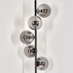 hofstein Lampadaire - Verre 15 cm Gastor Noir, 5 lumières