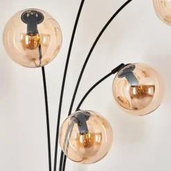 hofstein Lampadaire - Verre 15 cm Gastor Ambre, 5 lumières