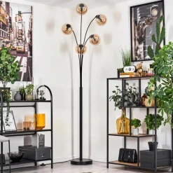 hofstein Lampadaire - Verre 15 cm Gastor Ambre, 5 lumières