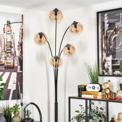 hofstein Lampadaire - Verre 15 cm Gastor Ambre, Clair, 5 lumières