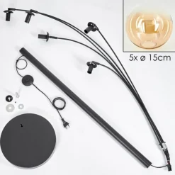 hofstein Lampadaire - Verre 15 cm Gastor Ambre, Clair, 5 lumières