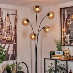 hofstein Lampadaire - Verre 15 cm Gastor Ambre, Clair, 5 lumières