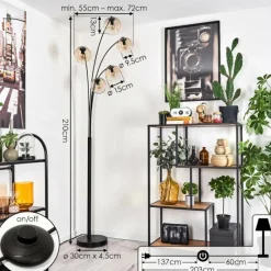 hofstein Lampadaire - Verre 15 cm Koyoto Ambre, Clair, 5 lumières