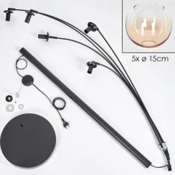 hofstein Lampadaire - Verre 15 cm Koyoto Ambre, Clair, 5 lumières