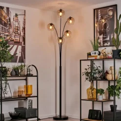 hofstein Lampadaire - Verre 15 cm Koyoto Ambre, Clair, 5 lumières