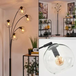 hofstein Lampadaire - Verre 15 cm Koyoto Clair, 5 lumières