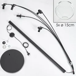 hofstein Lampadaire - Verre 15 cm Koyoto Clair, 5 lumières