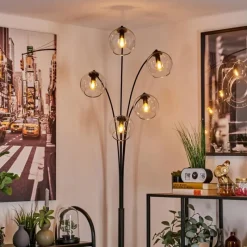 hofstein Lampadaire - Verre 15 cm Koyoto Clair, 5 lumières