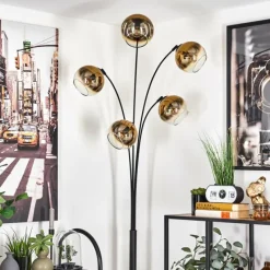 hofstein Lampadaire - Verre 15 cm Koyoto Or, Clair, 5 lumières