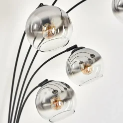 hofstein Lampadaire - Verre 15 cm Koyoto Chrome, Clair, 5 lumières