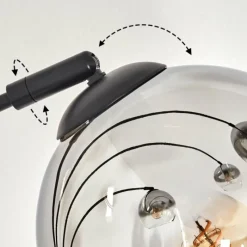 hofstein Lampadaire - Verre 15 cm Koyoto Chrome, Clair, 5 lumières