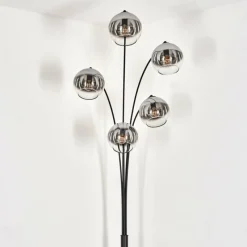 hofstein Lampadaire - Verre 15 cm Koyoto Chrome, Clair, 5 lumières