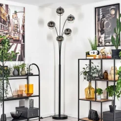 hofstein Lampadaire - Verre 15 cm Koyoto Chrome, Clair, 5 lumières