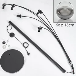 hofstein Lampadaire - Verre 15 cm Koyoto Clair, Fumé, 5 lumières