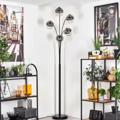 hofstein Lampadaire - Verre 15 cm Koyoto Clair, Fumé, 5 lumières