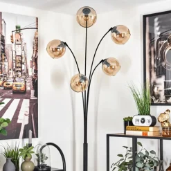 hofstein Lampadaire - Verre 15 cm Koyoto Ambre, 5 lumières