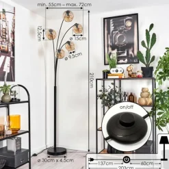 hofstein Lampadaire - Verre 15 cm Koyoto Ambre, 5 lumières